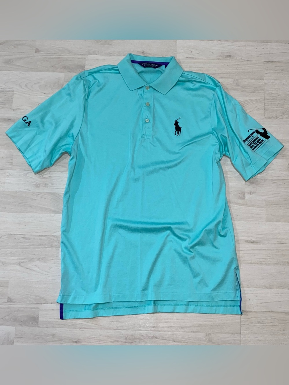 Polo Golf Ralph Lauren Polo Shirt M Teal Pima Cotton Bridgestone Big Pony